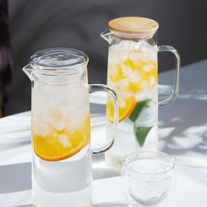 1.4L Borosilicate Clair Pichet D'<span class=keywords><strong>eau</strong></span> En <span class=keywords><strong>Verre</strong></span>/<span class=keywords><strong>Carafe</strong></span>/Cruche de <span class=keywords><strong>Filtre</strong></span> À <span class=keywords><strong>Eau</strong></span> Pichet En <span class=keywords><strong>Verre</strong></span> Avec <span class=keywords><strong>Verre</strong></span> ou Couvercle En Bambou - Product Image 4