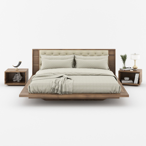 Diseños de <span class=keywords><strong>cama</strong></span> de cuero de madera tapizados modernos con todos los tamaños, muebles de dormitorio interior, <span class=keywords><strong>cama</strong></span> de plataforma de madera con mesita de noche - Product Image 2