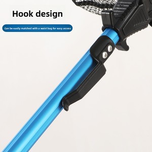 Épuisette de pêche triangulaire pliable en alliage d'aluminium avec manche télescopique, filet recouvert de caoutchouc, portable, pour capture rapide de carpes, barres et kayak - Product Image 4