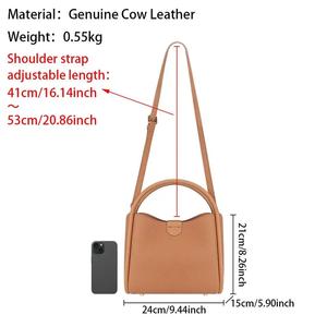 AndoBag Genuine Leather <b>Work</b> Handbag <b>for</b> <b>Women</b> Lady Fashion Simple Shoulder Crossbody <b>Bag</b> Portable Commuter Bucket <b>Bags</b> 3106 - Product Image 2