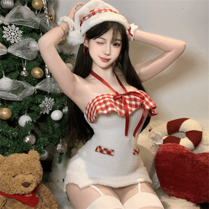 Costume de cosplay <span class=keywords><strong>sexy</strong></span> de Noël très vendu, robe moulante à poitrine enveloppée pour femme - Product Image 5