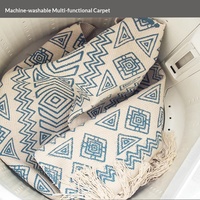 Gewebter quadratischer Teppich für Wohnzimmer, Schlafzimmer, Nachttisch, Bodenmatte, modernes, einfaches geometrisches Muster, maschinenwaschbar, anpassbar