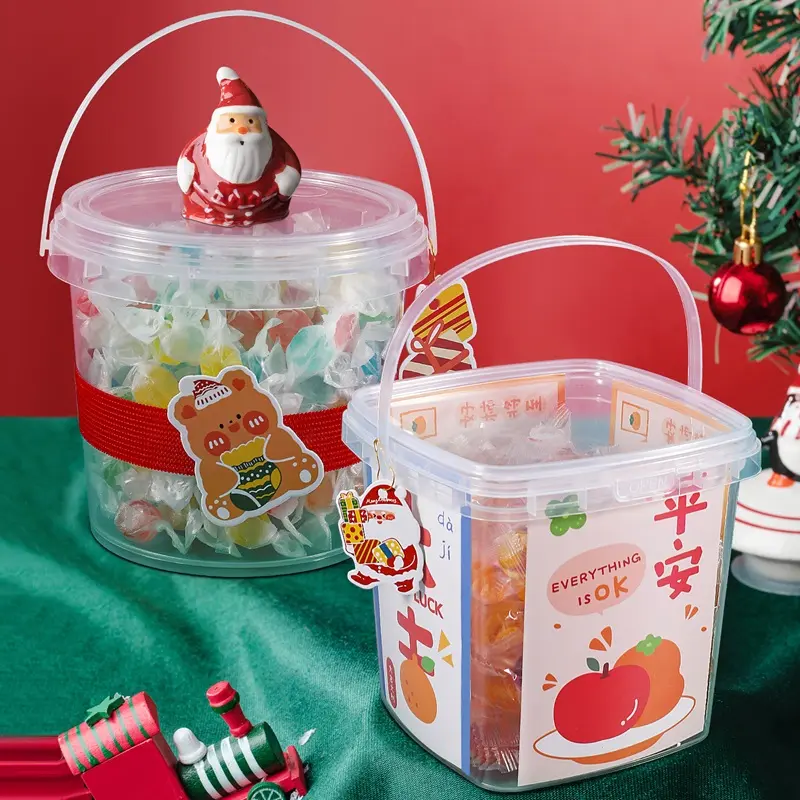 क्रिसमस का सबसे अच्छा Selling1 लीटर घिरना सजावटी प्लास्टिक की बाल्टी संभाल के साथ पीपी सामग्री उपहार खिलौना पैकेज