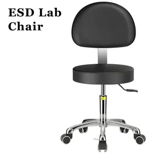 เก้าอี้ห้องแล็บหนัง ESD มีพนักพิงป้องกันไฟฟ้าสถิตย์ปราศจากฝุ่นเก้าอี้ห้องปฏิบัติการสามารถยกและหมุนได้