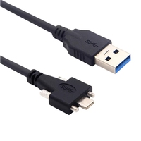 Kabel USB Industri Wavelink Panel Mount USB A ke USB C Tipe C dengan Kabel Data Pengunci Sekrup Ganda