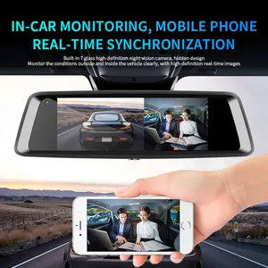 Android ADAS 4G Video en vivo Interior del coche y frontal HD Dual Dash Cam Mirror CAR Dvr con GPS Track Mobile Monitor Driver Baby A10