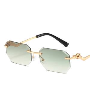 Fashion Small Square Rimless PC <b>Frame</b> UV400 Sunglasses with Yellow Lenses Retro Classic Design for Unisex - Product Image 4