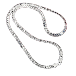 Collar de Plata de Ley 925 para Mujer, Estilo Retro Clásico, Cadena Plana Tipo Serpiente de 5mm con Acabado Martillado, Ideal para Aniversario - Product Image 2