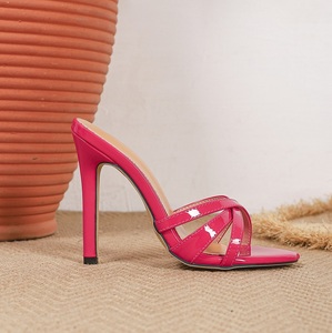 Sandales roses pour femmes, talons sexy, stilettos, bout ouvert, à brides croisées, chaussures habillées, pour soirée, mariage, soirée dansante - Product Image 5