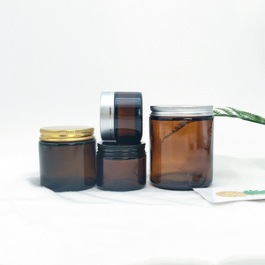 Pot en coton en verre ambré de 50/60/100/150/200ml avec bouchon en métal noir pour le stockage des aliments Haricots Lotion cosmétique Pommades Crèmes - Product Image 1