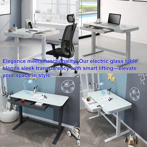 Escritorio de Pie con Pantalla Táctil, Vidrio Blanco, Moderno, Ergonómico, Mesa de Vidrio para Oficina, Altura Ajustable - Product Image 2