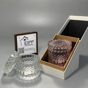 Venta al por Mayor de Frascos de Vidrio de Cristal Tallado Geométrico de 10oz y 20oz, Coloridos y Personalizados, con Tapa de Cristal, para Dulces o Velas - Product Image 2