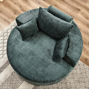Vacuum Heat-Sealed Pack Circular Dual Dark Teal Thick Chenille Upholstered <b>Inflatable</b> Sectional Pillow Back Armless Eco-Friendly - Product Image 3