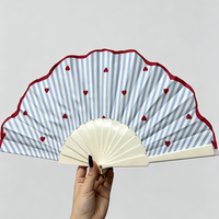 Kipas Tangan Lipat Samping Motif Bunga Desain Baru 23cm Grosir, Kipas Tangan Plastik Kain Promosi Berkualitas Tinggi untuk Festival, Hadiah Pernikahan
