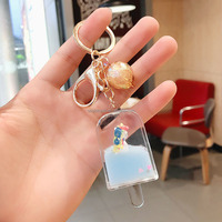 Porte-clés professionnel en acrylique rempli d'huile, mignon en forme de sucette glacée, porte-clés liquide lumineux, porte-clés liquides personnalisés pour enfants