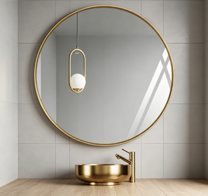Miroir de salle de bain LED intelligent à commande tactile, anti-buée, mural, avec cadre en aluminium, design moderne éclairé pour hôtel et coiffeuse - Product Image 1
