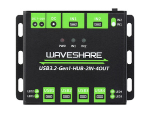 Trung tâm USB cấp công nghiệp Waveshare, mở rộng cổng 3.2 USB 4x USB3.0, máy chủ kép có thể chuyển đổi, bảo vệ đa - Product Image 3