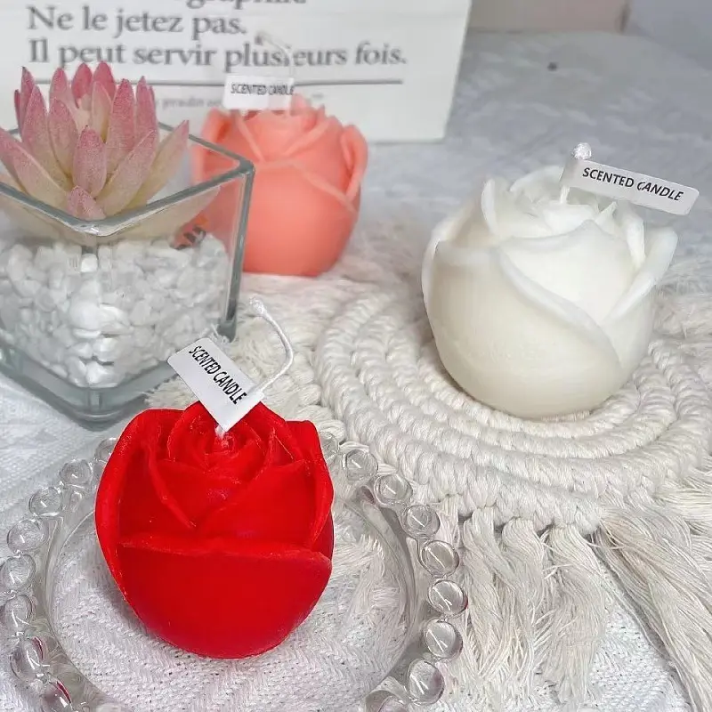 hot sell private label rose flower candle romantic small aromatherapy decor scented soy wax candles