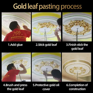 Preço de fábrica 500 unidades/pacote 8*8.5 13*13.5cm imitação de folha de ouro para decoração de móveis moldura de teto folha de ouro de Taiwan - Product Image 3