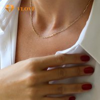 Collar Gargantilla de Oro Sólido de 14K con Diseño de Clip, Joyería de Estilo Atrevido para Mujer, Regalo de Aniversario de Bodas