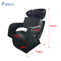 Chaise de lavage de cheveux de spa moderne noire pour salon de coiffure