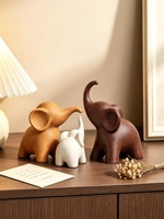 Patung Gajah Keramik - Set Tiga Buah Gaya Wabi-Sabi Dekorasi Rumah untuk Ruang Tamu & Pintu Masuk Hadiah Pindah Rumah