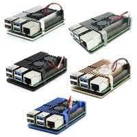 Carcasa de Aleación de Aluminio CNC con Dos Ventiladores, Carcasa Metálica Negra con Dos Ventiladores de Refrigeración y Disipadores de Calor para Raspberry Pi 4 Modelo B RPi 3B