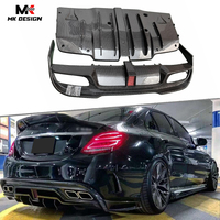 Diffuseur arrière en fibre de carbone avec éclairage LED pour Mercedes-Benz Classe C W205 C63 AMG 4 portes 15-21, lèvre de pare-chocs arrière, pièces automobiles
