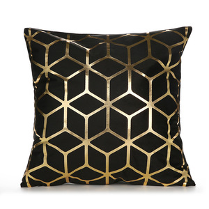 Housses de coussin carrées géométriques brodées <span class=keywords><strong>or</strong></span> blanc en velours court, avec feuille d'<span class=keywords><strong>or</strong></span>, pour canapé, lit - pour hôtels - Product Image 5