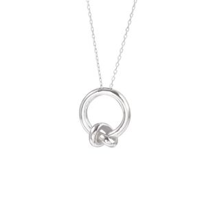 S925 Sterling Silver Knotted <b>Ring</b> <b>Necklace</b> Simple Design Clavicle Chain Women's Jewelry Gift - Product Image 5