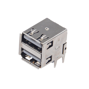 Conector USB 2.0 Tipo-A Hembra con Brida Reforzada, 90 °   Soporte vertical con 4 pines rectos y contactos de resorte planos - Product Image 2