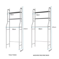 Salle de bain au sol Table de rangement pour toilettes Machine à laver Porte-serviettes Support de rangement en acier inoxydable à plusieurs niveaux