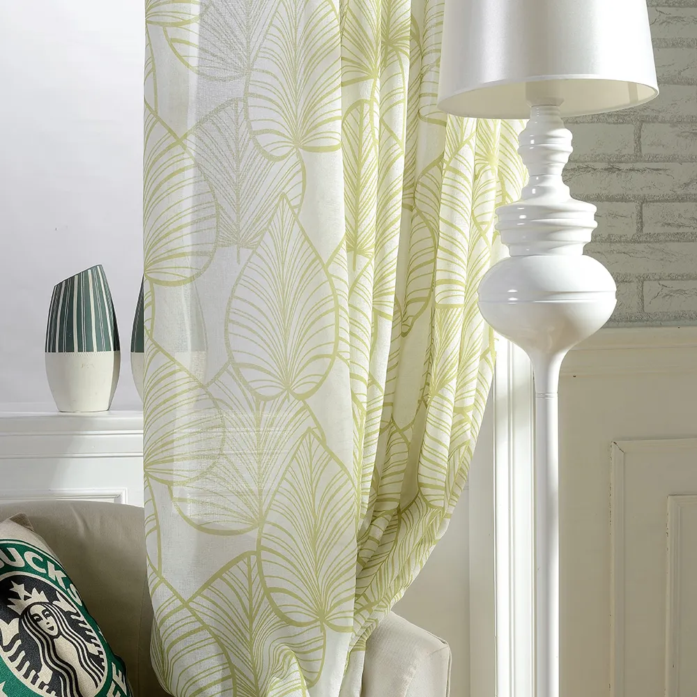 Natural Linen Curtains - Semi Sheer Curtains Long Geometric Print Window Decor Privacy Protect Light Filtering Drapes