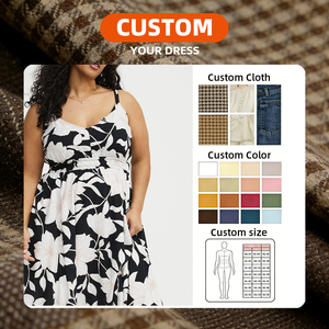 Robe <span class=keywords><strong>grande</strong></span> <span class=keywords><strong>taille</strong></span> pour femmes, robe d'été à imprimé floral, robe mi-longue à bretelles spaghetti, robe camisole, fabrication OEM ODM sur mesure, robes pour femmes - Product Image 4