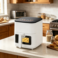 Freidora de Aire Multifuncional de Alta Capacidad 4L, Totalmente Automática, con Calefacción, Horno Eléctrico sin Aceite de 1200W para Uso Doméstico