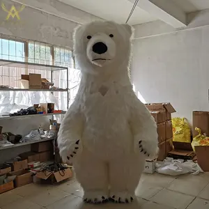 Noel olay parade şişme peluş polar ayı kostümü, güzel dans şişme beyaz ayı maskot