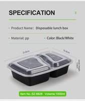 Conteneur alimentaire rectangulaire jetable en plastique PP de qualité alimentaire de 32 oz, bol micro-ondable avec couvercle anti-fuite, logo personnalisé