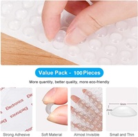 100 tampons de protection autocollants en caoutchouc transparent pour portes d'armoires, amortisseurs de chocs et anti-bruit
