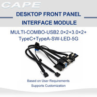 ICape Panneau frontal de bureau USB 3.0x2 + USB 2.0x2 + Type-C/Type-A avec audio et LED, isolation PVC, fabricant de faisceaux de câbles personnalisés