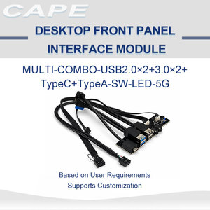 Produsen Kabel Harness Kustom dengan Panel Depan Desktop ICape USB 3.0x2 + USB 2.0x2 + Type-C/Type-A dengan Audio & LED serta Isolasi PVC - Product Image 1