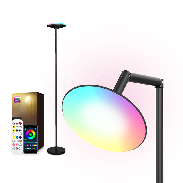 Disc Floor Lamp with Colorful Lights With Intelligent App/Remote  Conrtol RGB Color Changing Mode Lighting Ambient LED Light