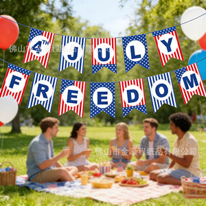 American Independence Day Swallowtail <b>Banner</b> 4th July Freedom Party Decoration Paper Flag B Durable - Product Image 3