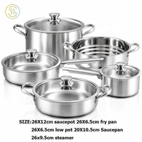 Ensemble de 9 ustensiles de cuisine en acier inoxydable 3 plis, casseroles et poêles 304, poêle à induction pour la cuisine à domicile