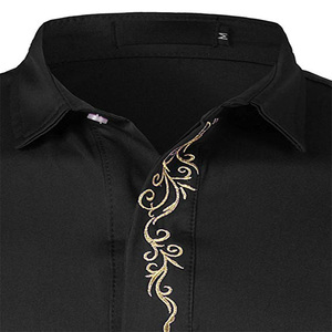 <span class=keywords><strong>Oro</strong></span> degli uomini di Ricamo Slim Fit A Maniche Lunghe Camicie Casual - Product Image 4