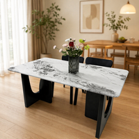 Table à manger moderne haut de gamme très vendue, plateau rectangulaire en marbre blanc, pieds en métal, 4 places, mobilier de salle à manger pour appartement, livraison directe