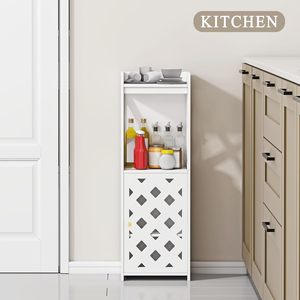 Gabinete de baño de madera blanca de esquina OEM original de Factaory con estante abierto de puerta cocina sala de estar esquina montada en espacio estrecho - Product Image 6