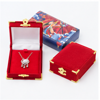 Boîte à bijoux en nylon floqué de haute qualité avec bouton floral à coins dorés, personnalisable pour promotion et export – Meilleures ventes