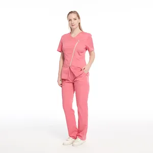 Kustom 2023 perawat medis Scrub set seragam lucu kasual T Shirt Celana 2 buah set rumah sakit Salon kecantikan Jogger Scrub Suit