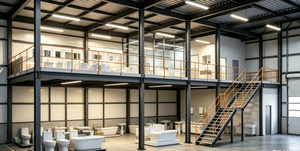 Sistema de Entrepiso Modular de Acero a Medida con Escalera y Barandilla para Almacén - Product Image 6