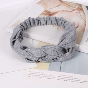 Twinfree Women's New Button Headband for Nurse Pure Color Elastic Fabric Hair <strong>Accessories</strong> in Yellow and <strong>Navy</strong> Twist - Product Image 3